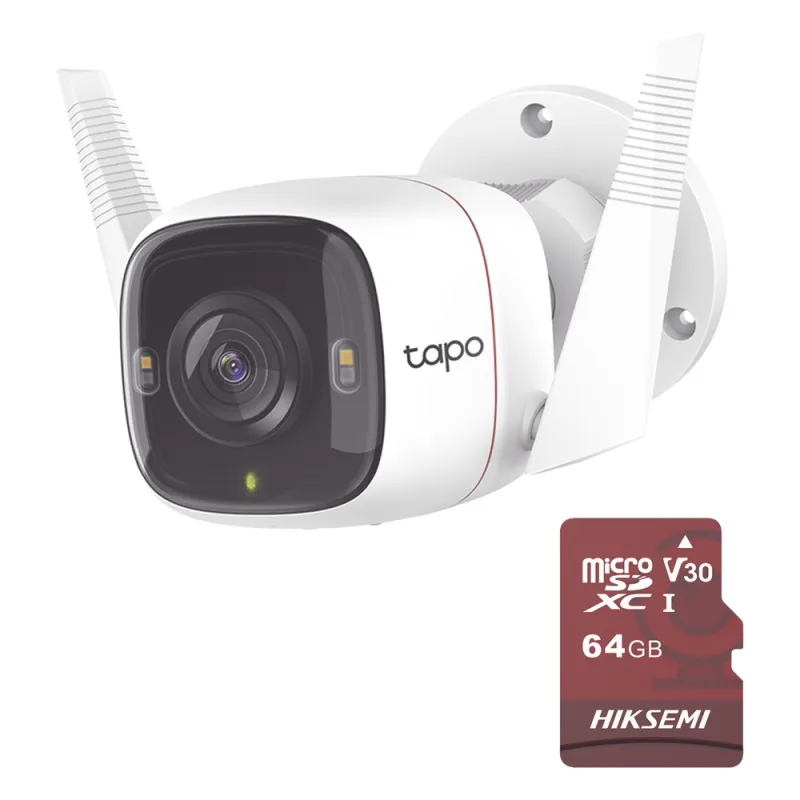 Kit de Cámara IP Wi-Fi / Incluye 1 Pieza Modelo TAPO-C320WS / Utiliza La App Tapo / 1 Memoria Micro SD Modelo Mod HS-TF-E1/64G
