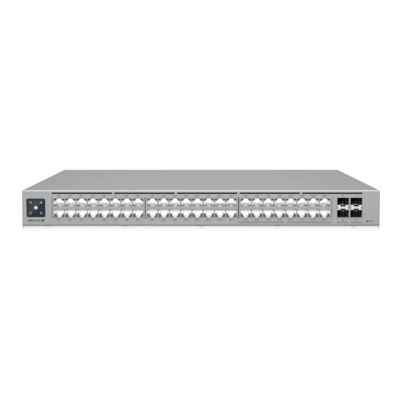UniFi Switch Pro Max 48 POE, con funciones capa 3, 48 puertos (16 puertos 2.5 GbE (8 POE++ y 8 POE+) y 32 puertos 1 GbE (24 POE+ y 8 POE++)), 2 puertos SFP+ 10G, POE++ 720W, pantalla informativa