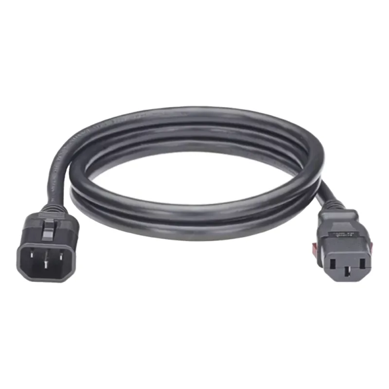 Cable de Alimentación Eléctrica Con Bloqueo de Seguridad, de IEC C14 a IEC C13, 1.8 Metros de Largo, Color Negro, 1 Pieza