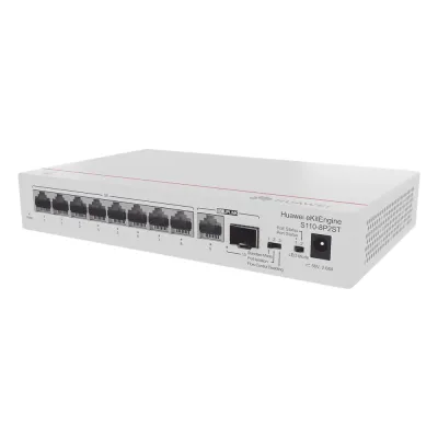 Switch Gigabit No Administrable PoE / 8 puertos 10/100/1000 Mbps (PoE) / 2 Puertos SFP Uplink / 124W
