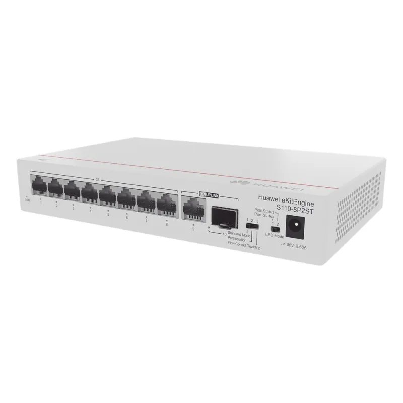 Switch Gigabit No Administrable PoE / 8 puertos 10/100/1000 Mbps (PoE) / 2 Puertos SFP Uplink / 124W
