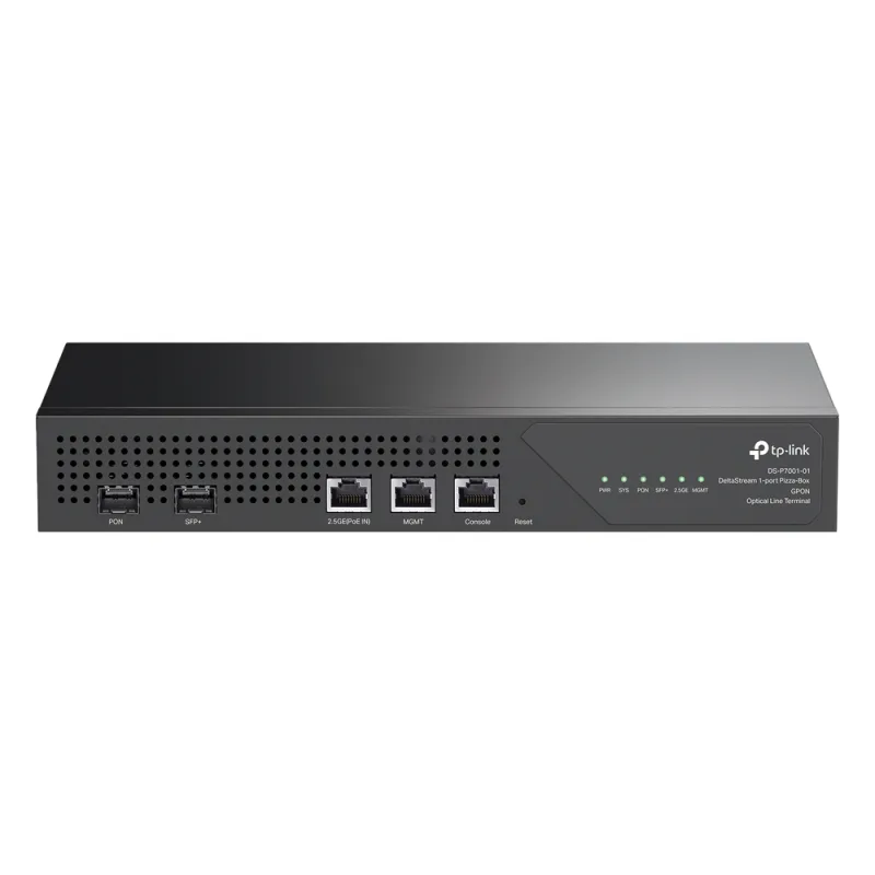 Delta Stream - OLT de 1 puerto GPON / Conexión de hasta 128 ONUs / 1 Puerto 2.5 Gigabit RJ45 Uplink PoE/ 1 Puertos SFP+ Uplink / Fuentes Redundantes AC- PoE at / Administración desde la nube (DPMS)
