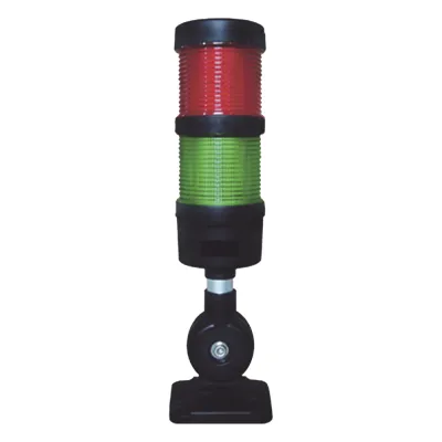Torre LED Indicadora de estado de 2 niveles color Rojo y Verde, con Buzzer integrado a 85 dB, a 24 VCD con Montaje incluido de 60 mm de diámetro