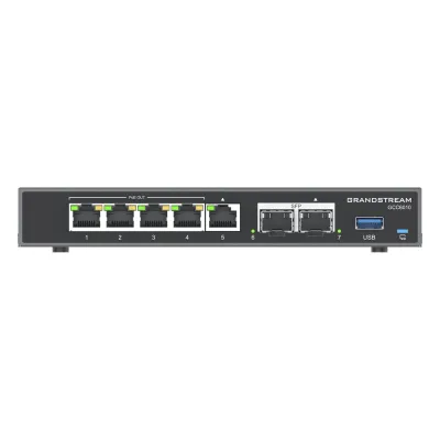 4 en 1: Firewall Nueva Generación, Router, IP PBX (24 usuarios / 8 llamadas), Switch Gigabit de 5 Puertos (4 PoE) y 2 Puertos SFP 2.5 Gigabit / Todos los puertos son configurables WAN/LAN, máximo 3 x WAN