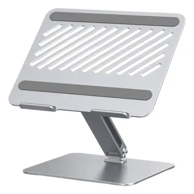 Soporte de Aluminio para Laptop | Ajustable 180° | Soporta Laptops de 10 a 17.3''| Capacidad de Carga 5Kg | Excelente Estabilidad | Diseño Para Alta Disipación de Calor | Altura y Angulo Ajustable | Plegable y Portátil.