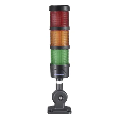 Torre de Señalización LED / 3 Niveles Rojo-Ámbar-Verde / Buzzer 85 dB / 24 VCD / Luz Fija o Intermitente / Base 60 mm (2.36 in) / IP53