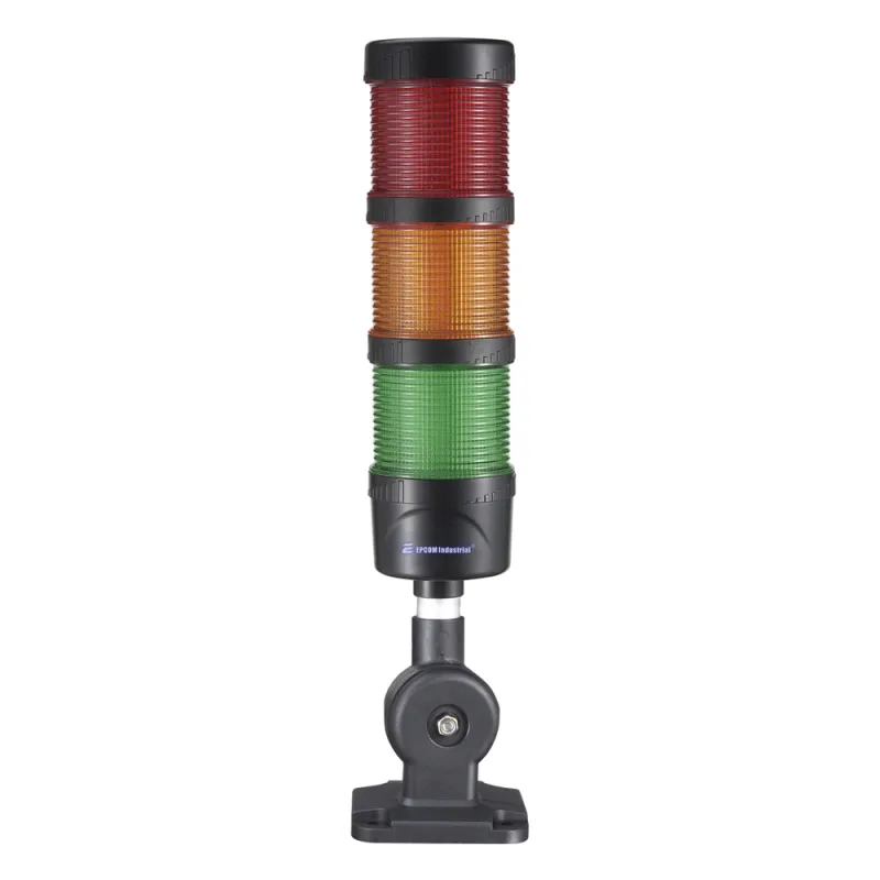 Torre de Señalización LED / 3 Niveles Rojo-Ámbar-Verde / Buzzer 85 dB / 24 VCD / Luz Fija o Intermitente / Base 60 mm (2.36 in) / IP53