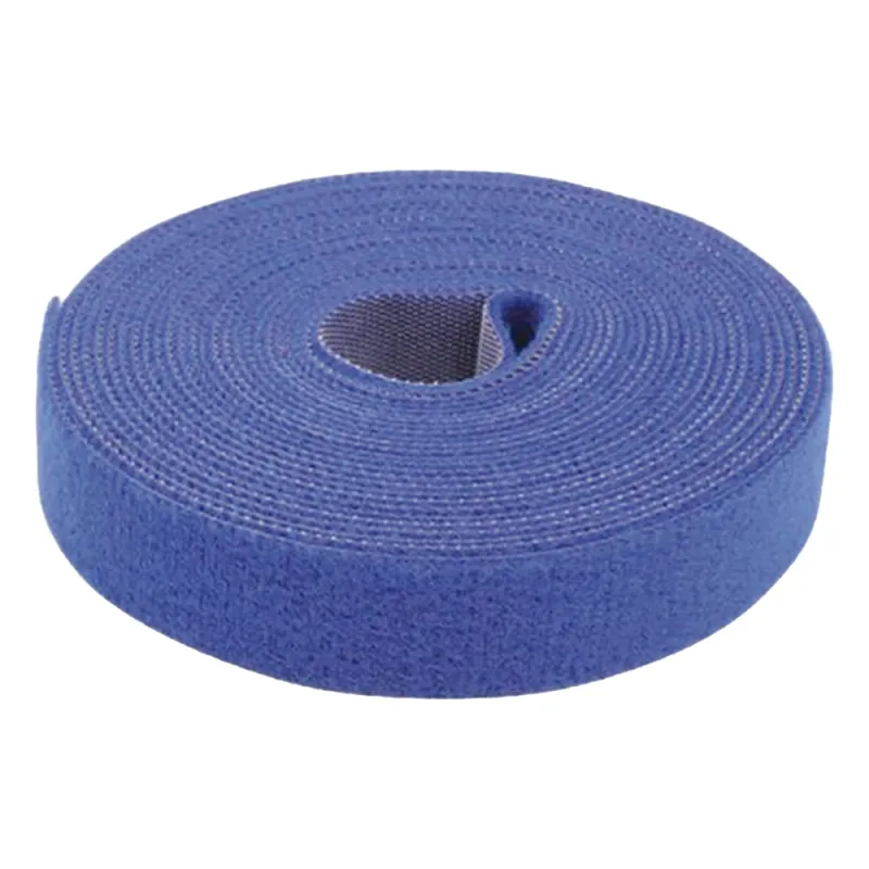 Cinta de Contacto Autoadherente Color Azul / 1.6 cm x 25 metros / Espalda con Espalda (Gancho y Bucle)