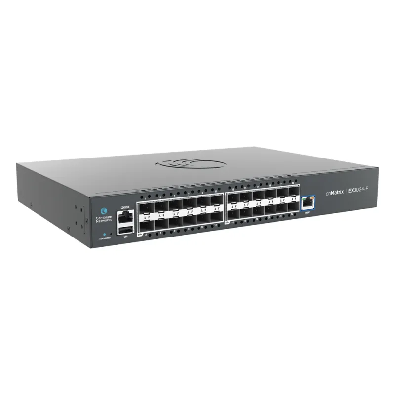 Switch cnMatrix EX3024F Ideal para Distribución en una Red Empresarial / 24 Puertos de Fibra Óptica SFP+(10 Gbps) / Capa 2 y Capa 3 / Doble Fuente de Alimentación en Corriente Alterna