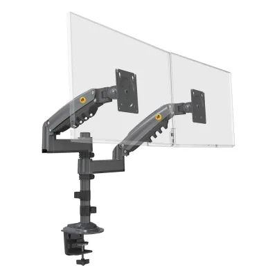 Montaje de Escritorio articulado para 2 monitores de 17 a 27" / Soporta hasta 9kg por monitor / Vesa 75 x 75 / 100 x 100 / Acero / Rotación: 360°