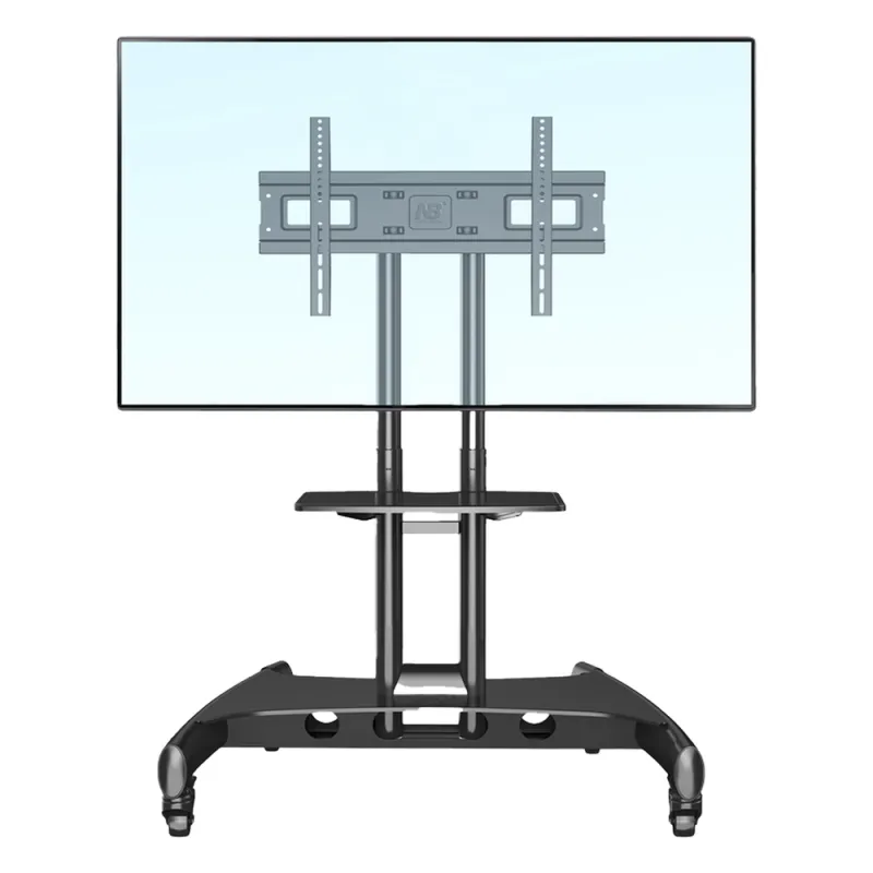 Soporte de Pantalla con Ruedas AVA1500601PNB / Compatible con Monitores de 32" a 75" / VESA 200x200 a 600x400 mm / Carga 45.5 kg (100 lbs) / Altura Ajustable 1120-1520 mm / Base para Accesorios / 4 Ruedas 360°