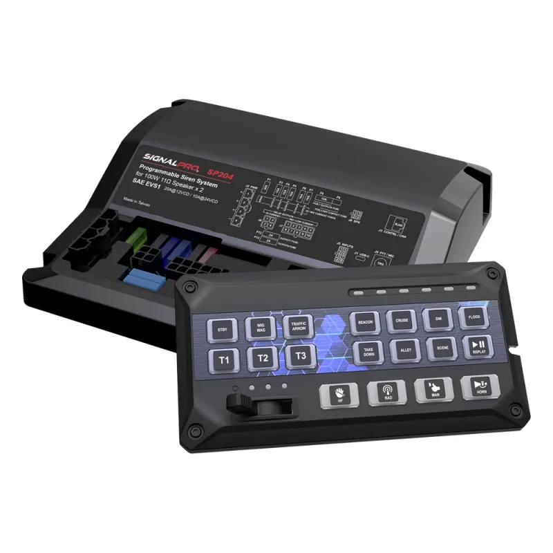 Sirena Vehicular de 200W de Potencia, Con Controlador de Panel Deslizante de 19 botones, indicador de flecha de tráfico de 6 LED, 12 Salidas Auxiliares