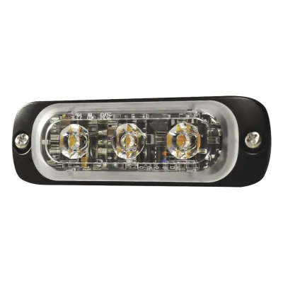 Luz Auxiliar de 3 LED, Ambar, Lente Transparente, SAE