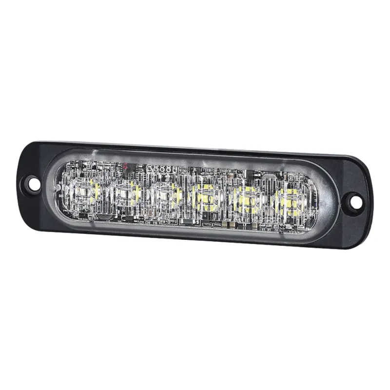 Luz Auxiliar de 12 LED, Rojo/Claro, Lente Transparente, SAE