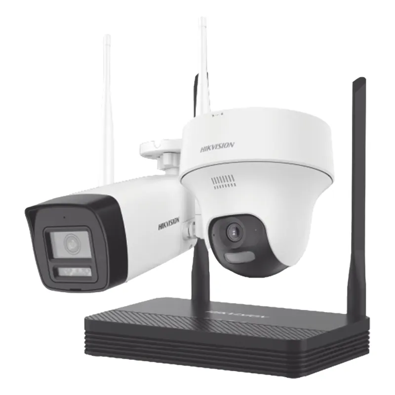 Kit IP Inalámbrico 2 Megapíxel / NVS 4 Canales / 1 Cámara Bala Exterior + 1 Cámara Turret Interior con Lente 2.8 mm y Dual Light / Audio Bidireccional (Micrófono y Bocina) / Soporta Micro SD de 512 GB