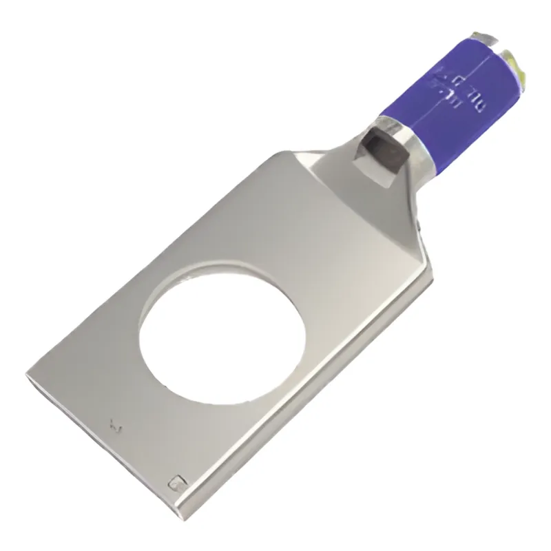 Zapata Terminal de Compresión de Cañón Corto para Tornillo de 3/8" y Calibre 6 AWG.