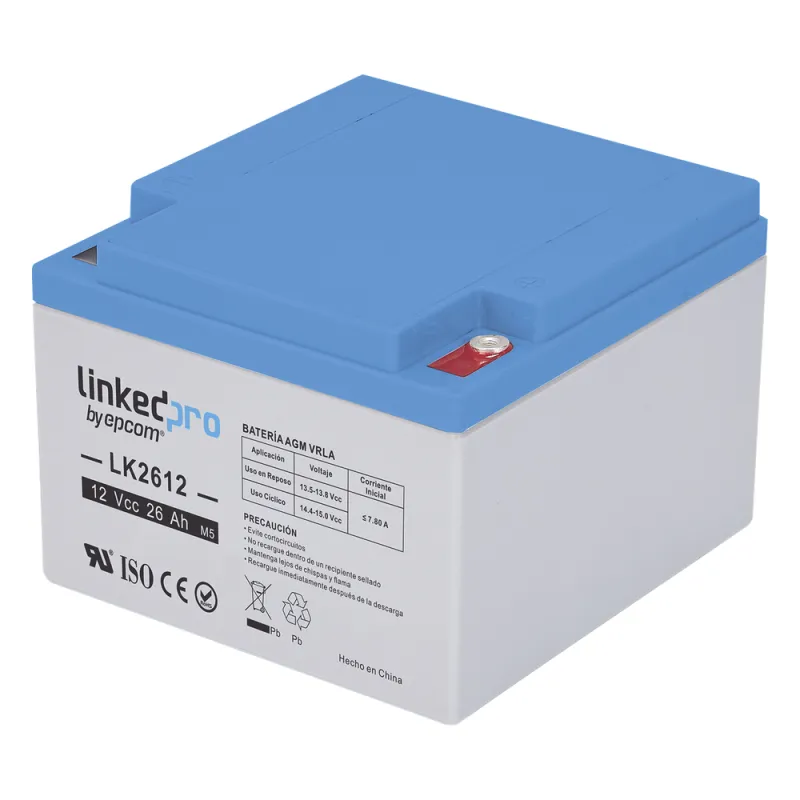Batería de respaldo 12 V | 26 Ah AGM | Especial para Seguridad Electrónica | UPS | Sistemas de Emergencia | Vida útil 5 años | Terminales M5