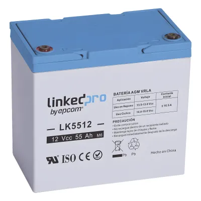 Batería de respaldo 12 V | 55 Ah | AGM | Especial para Seguridad Electrónica | UPS | Sistemas de Emergencia | Vida útil 5 años | Terminales T2