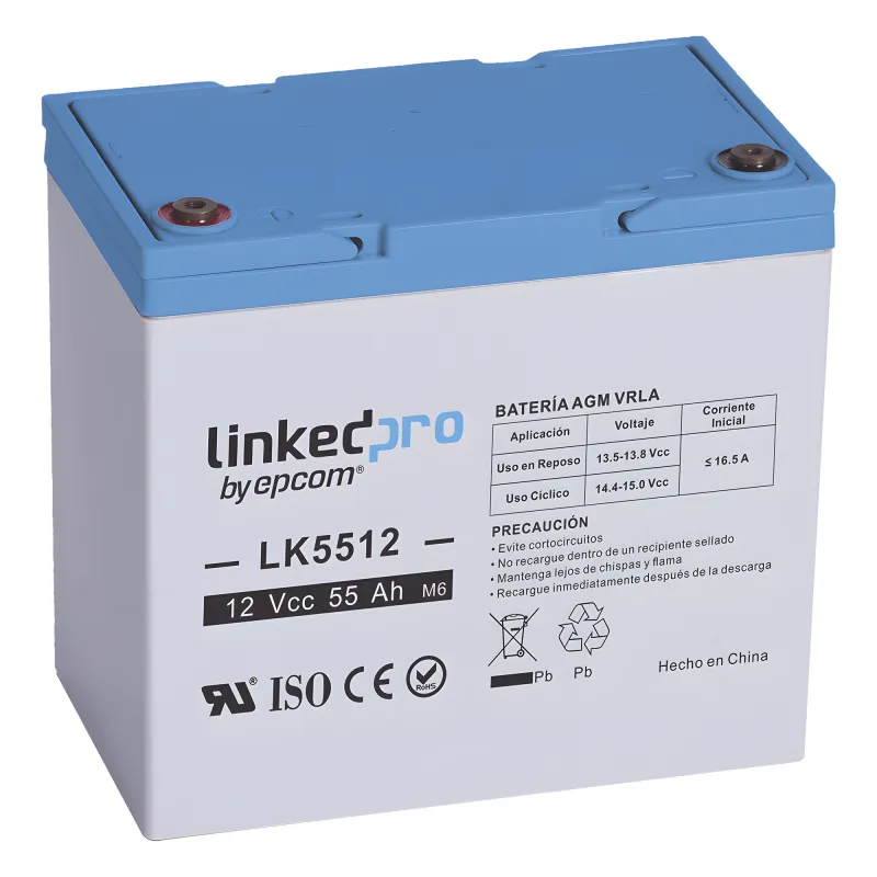Batería de respaldo 12 V | 55 Ah | AGM | Especial para Seguridad Electrónica | UPS | Sistemas de Emergencia | Vida útil 5 años | Terminales T2