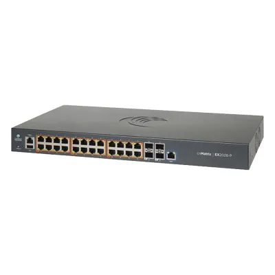 Switch cnMatrix EX2028-P capa 3 de 28 puertos (24 PoE Gigabit 802.3af/at, 4 SFP+) administración cnMaestro On-Premises (MX-EX2028PxB-U)