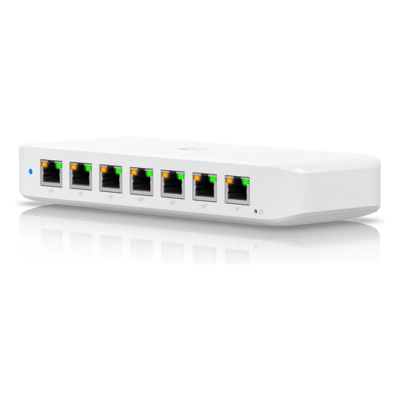 USW Ultra Switch de 8 Puertos GbE (7 Puertos PoE+ y 1 Puerto Entrada PoE++) con Opciones de Montaje Versátiles