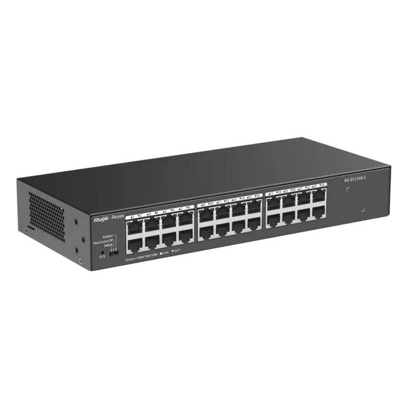 Switch no administrable, con 24 puertos Gigabit, Visible en la Topología