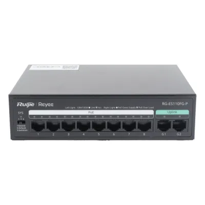 Switch PoE+ no Administrable, hasta 110 Watts, 8 puertos PoE+ 10/100 y 2 Uplinks Gigabit 1G