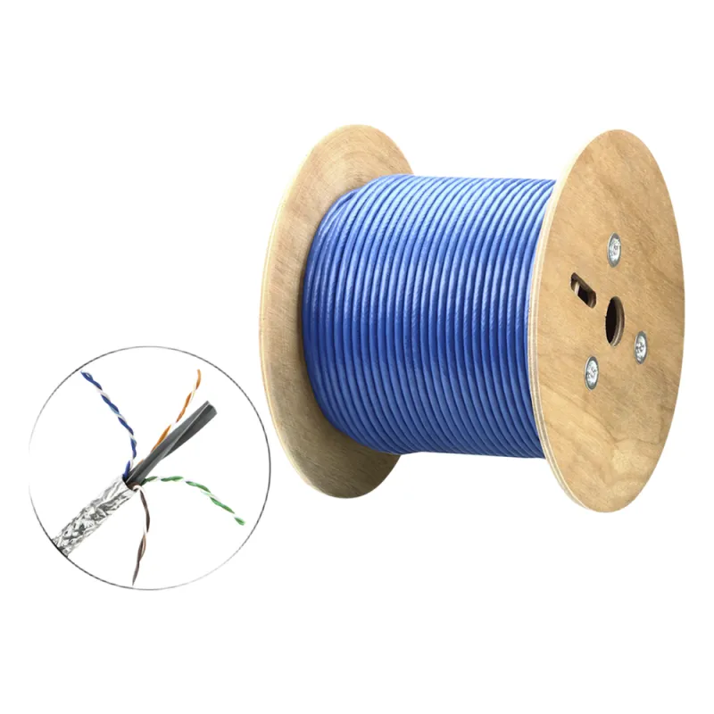 Cable SF/UTP | 4 pares 23 AWG | Cumple con los requisitos de la HDBaseT Alliance | Protección EMI | Transmisión de datos 4K | Color Azul | 305m