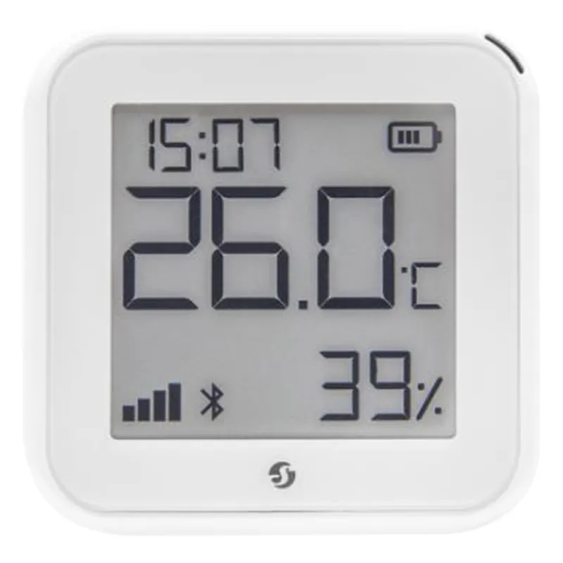 Pantalla Sensor de temperatura y humedad, inteligente e inalámbrico, integrable a la App de Shelly.