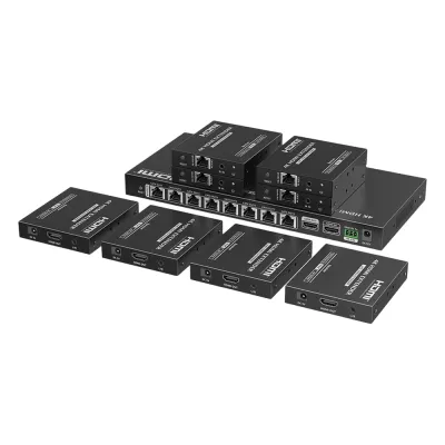 Kit Divisor y Extensor HDMI | 1x8 | Hasta 70 m |Resolución 4K @ 60 Hz | Cat 6/6a/7 | IPCOLOR | CERO LATENCIA | Puerto S/PDIF | EDID | RS232 | Salida Loop / PoC