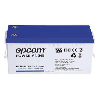 Batería de respaldo 12 V 200 Ah AGM | Certificada UL94-HB Retardo a la flama básica | Ciclo profundo | Para uso en aplicaciones fotovoltaicas y de emergencia | Terminales T5