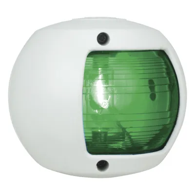 Luz lateral de Navegación en Color Verde con Carcasa Blanca para Embarcaciones a Vela o a Motor de Menos de 20 Metros