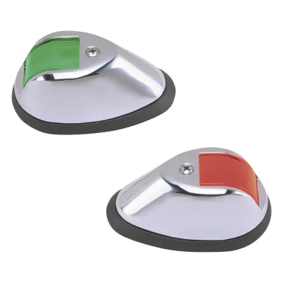 Set de Luces Verticales PERKO 0254 / Bronce Cromado / USCG 2 Millas / 12 Vcd / Rojo y Verde / Embarcaciones a Motor Hasta 20 m (65.6 ft)