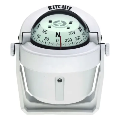 Brújula de Navegación Marítima Ritchie B-51W / Montaje en Bracket / Dial 2" (51 mm) / Iluminación Nocturna Verde / DirectiveForce Magnets / Construcción Compuesta Alta Temperatura / 100% Reparable