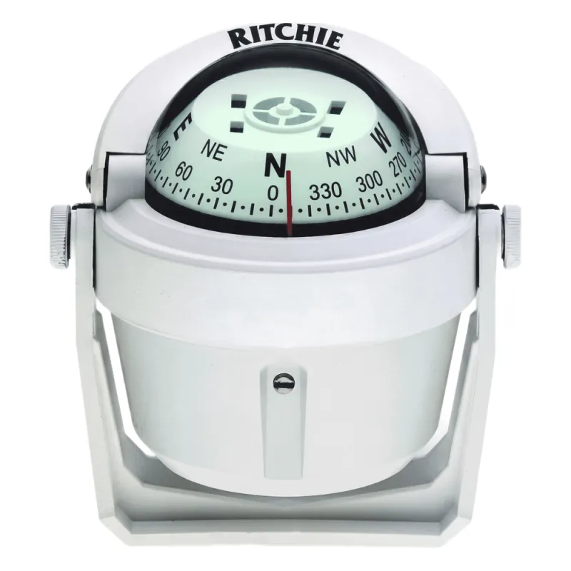 Brújula de Navegación Marítima Ritchie B-51W / Montaje en Bracket / Dial 2" (51 mm) / Iluminación Nocturna Verde / DirectiveForce Magnets / Construcción Compuesta Alta Temperatura / 100% Reparable