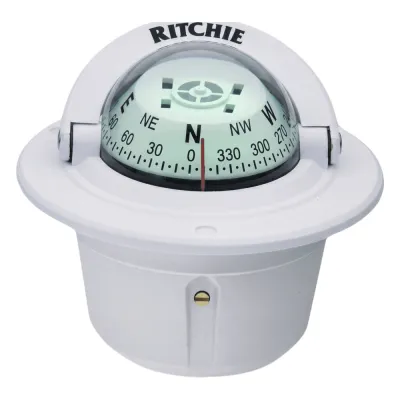 Brújula de Navegación Marítima Ritchie F-50W / Montaje Flush / Dial 2 3/4" (70 mm) / Iluminación Nocturna Verde / DirectiveForce Magnets / Construcción Compuesta Alta Temperatura / 100% Reparable