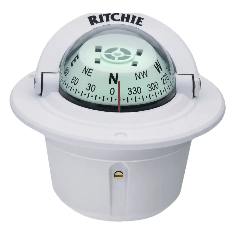 Brújula de Navegación Marítima Ritchie F-50W / Montaje Flush / Dial 2 3/4" (70 mm) / Iluminación Nocturna Verde / DirectiveForce Magnets / Construcción Compuesta Alta Temperatura / 100% Reparable