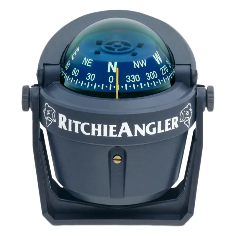 Brújula de Navegación Marítima RitchieAngler RA-91 / Montaje en Bracket / Dial 2 3/4" (70 mm) / Iluminación Nocturna Verde / DirectiveForce Magnets / Acabado Gris Anti-Reflejo / 100% Reparable