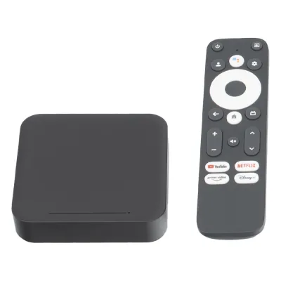 STB 4K Android con Google TV / Alto Rendimiento / Conexión Wi-Fi y por Cable / Control Remoto Bluetooth / Salida HDMI