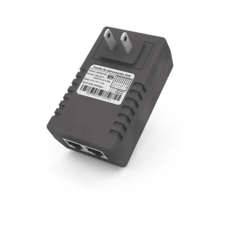 Adaptador de pared / Inyector PoE / 48 Vcc / 0.5 A / Controlado por chip IC / Protección contra OV, OC, SC, UV/ Fácil de instalar