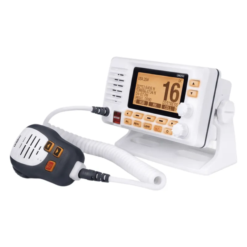 Radio Móvil Marino VHF / 25W RF / GPS Integrado / NMEA 2000 / DSC Clase D / IPX8 Sumergible / Blanco