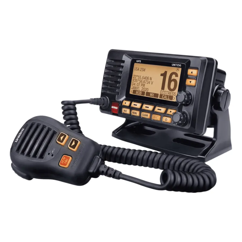 Radio Móvil Marino VHF / 25W RF / GPS Integrado / NMEA 2000 / DSC Clase D / IPX8 Sumergible / Negro