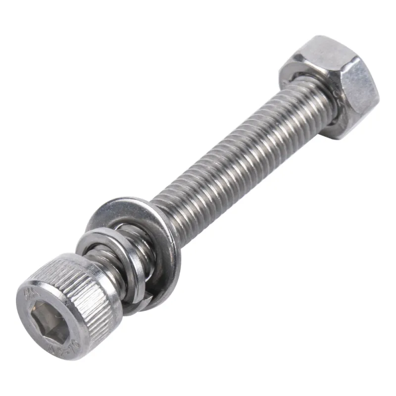 1 Tornillo Allen Milimétrico de Acero Inoxidable M8-1.25 x 65/ Con 1 Tuerca, 1 Arandela de Presión y 1 Plana / Para Montajes de Módulos Foto Voltaicos .