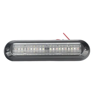 Luz Auxiliar, Ultra Brillante, IP67, 18 LEDs, Tricolor, Color Rojo/Claro/Azul, con mica transparente y bisel negro