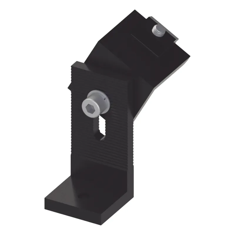 Soporte L para fijación de riel 5 Y 8 en techo de concreto anodizado negro
