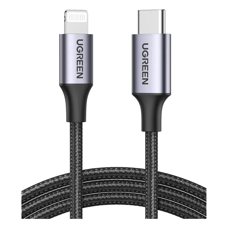 Cable USB-C a Lightning | 2 Metros (6.56 Pies) | Certificado MFi | Carga Rápida 60W | 480 Mbps | Conector C94 | Adecuado para iPhone, iPad y iPod | Protección Integrada | Caja de Aluminio | Nylon Trenzado | Color Negro