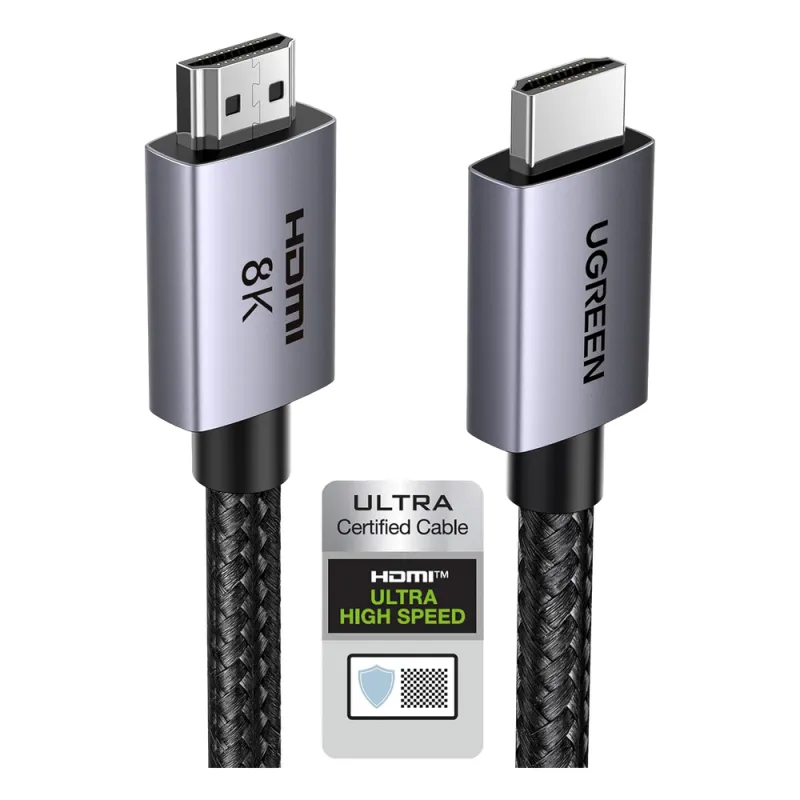 Cable HDMI 2.1 de 8K@60Hz | 3 metros | 48Gbps | HDR10+ | 3D Inversivo| eARC | Dolby ATMOS | VVR | QMS | QFT | ALLM | 3 modos de Visualización | Certificado HDMI 8K | Niquelado | Nylon Trenzado | Carcasa de Aluminio.