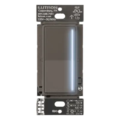 Atenuador de pared táctil Sunnata Pro con neutro para RadioRA 3, 250 W LED o 500 W incandescente, color trufa