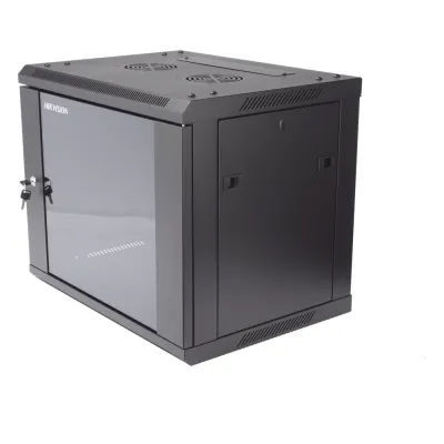 Gabinete para Montaje en Pared - Piso / Puerta de Cristal Templado / Cuerpo Fijo / 9 Unidades de Rack / 19" / Fabricado en Acero