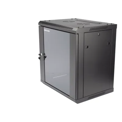 Gabinete para Montaje en Pared - Piso / Puerta de Cristal Templado / Cuerpo Fijo / 12 Unidades de Rack / 19" / Fabricado en Acero